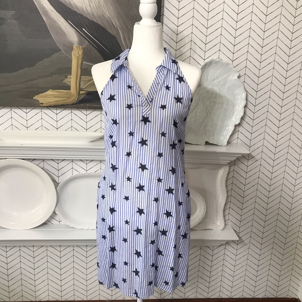 Skies Are Blue Striped Star Dress - Blue and Black